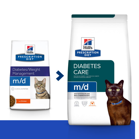 Hills PD Feline m/d Diabetes cu pui, hrana pisici, 1.5 kg